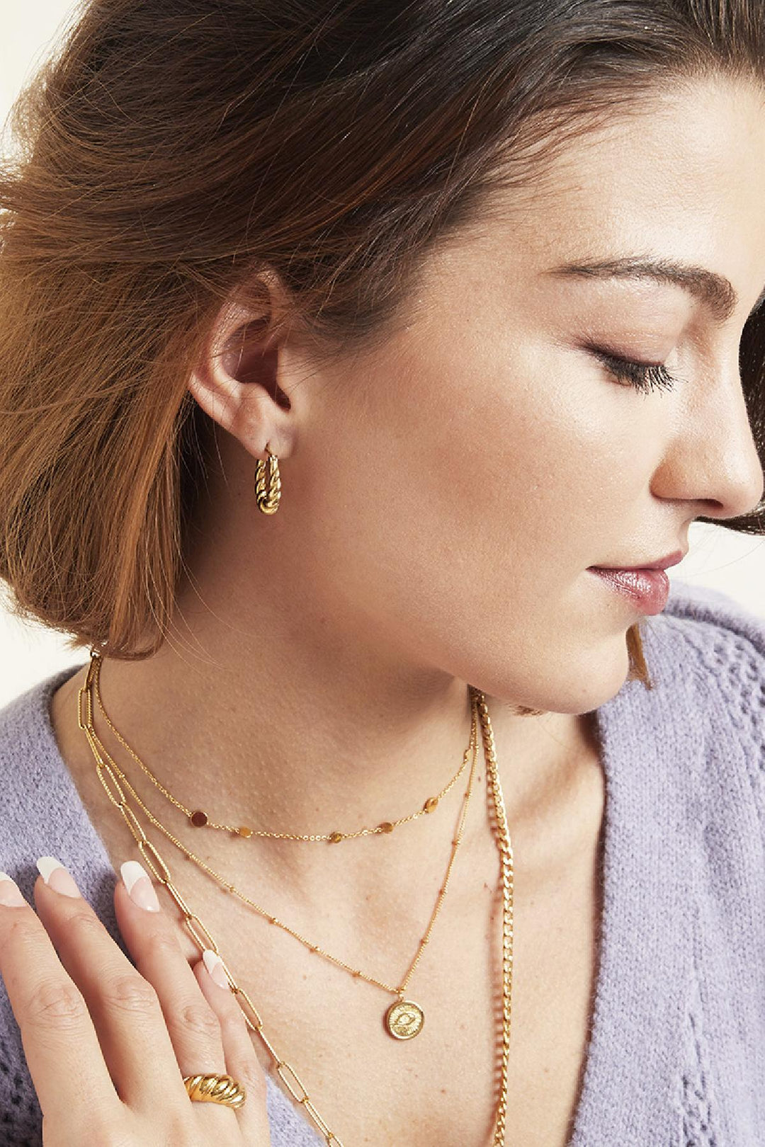 Oorbellen Dangling Twist Goud kleur Stainless Steel