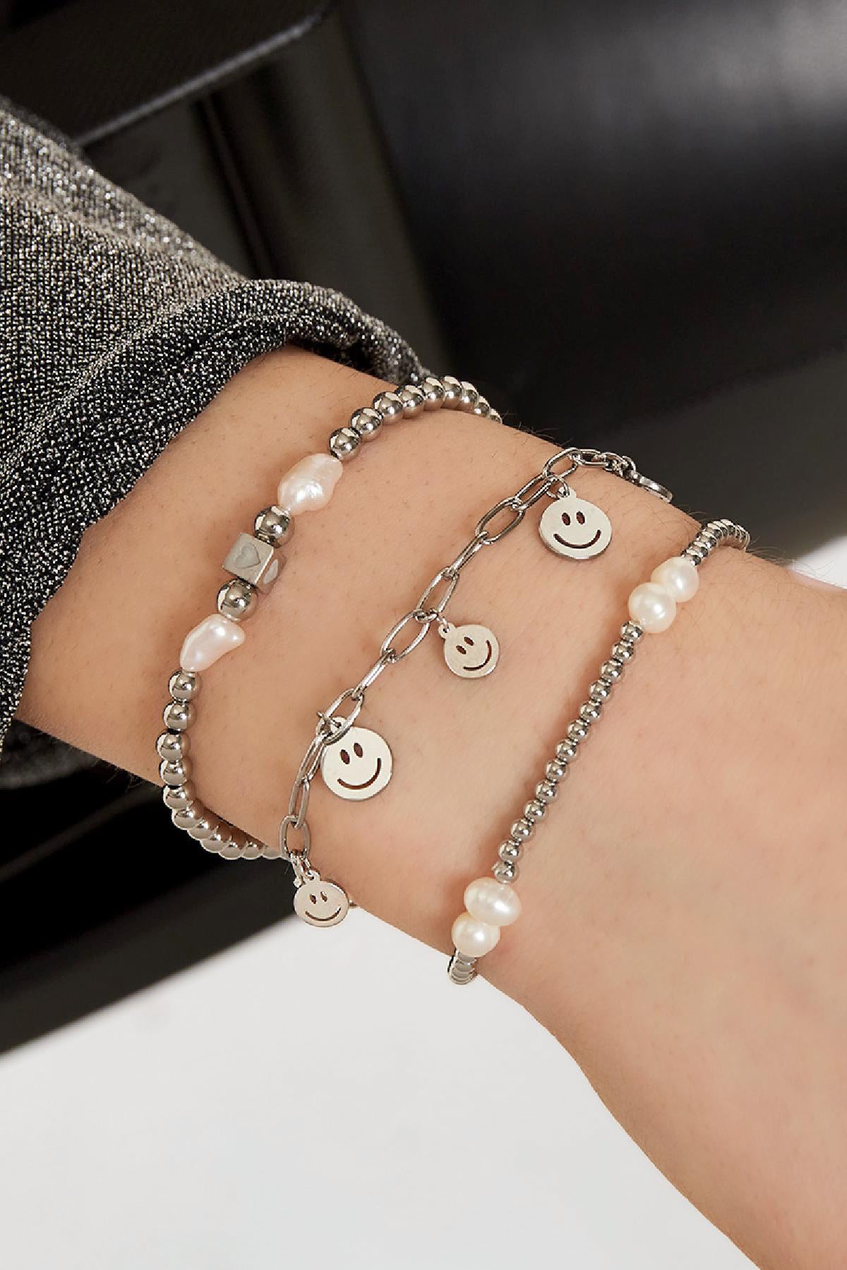 Armband meerdere smileys Goud kleur Stainless Steel
