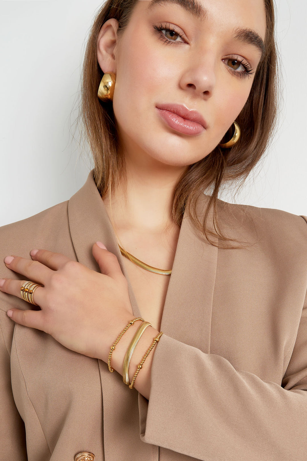 Armband plat grof - Goud kleur-6.0MM