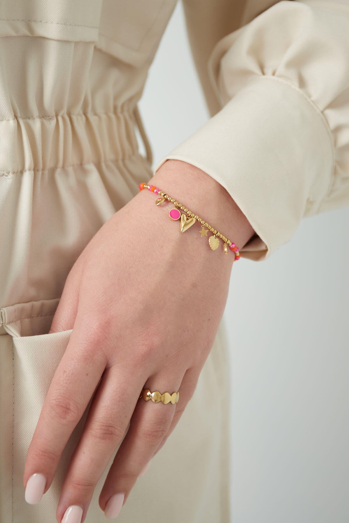 Armband summer smile - roze oranje