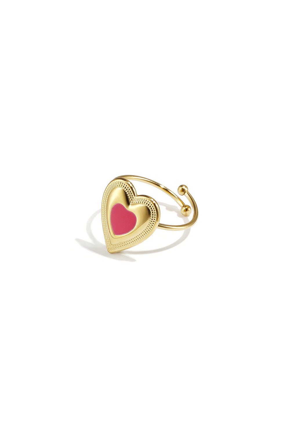Verstelbare statement ring met gekleurd hart