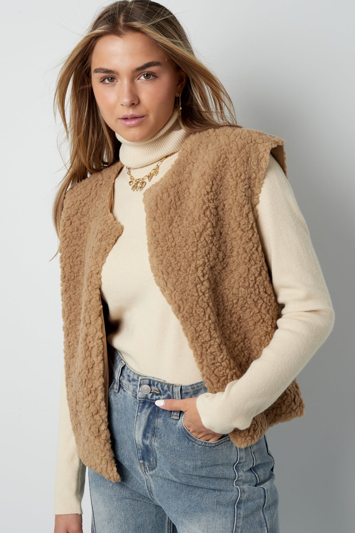 Woven Polyester Fiber Vrouwen Vest Casual Solid Color Fall/Winter