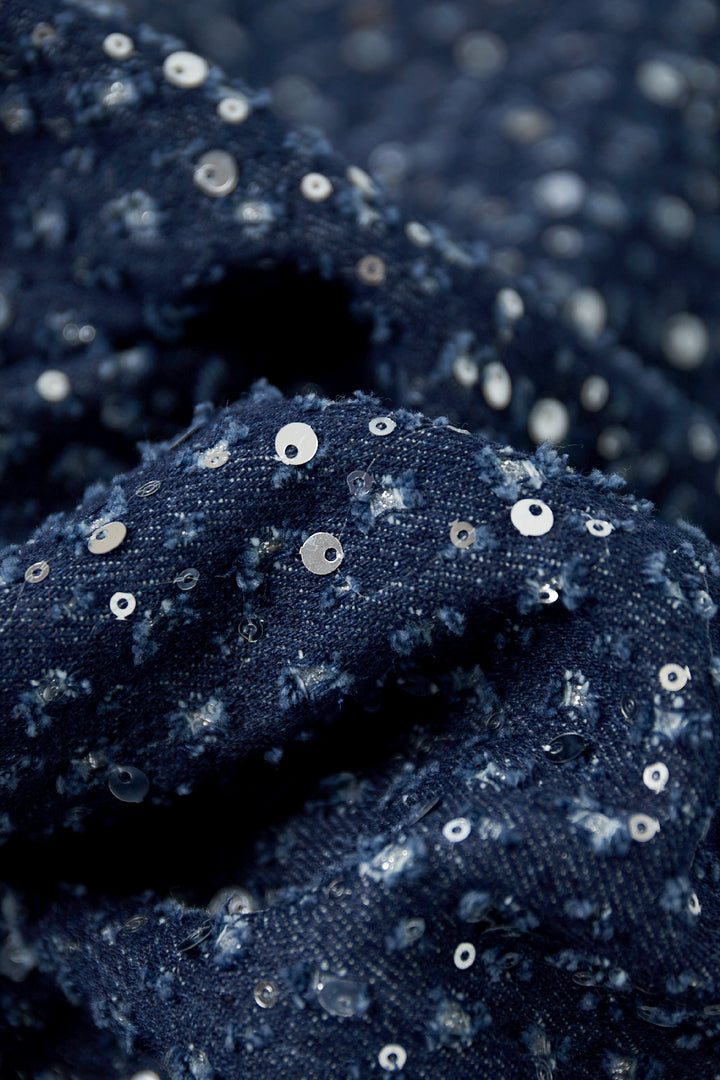 Geweven Denim Vrouwen Rechte Broek Casual Pailletten