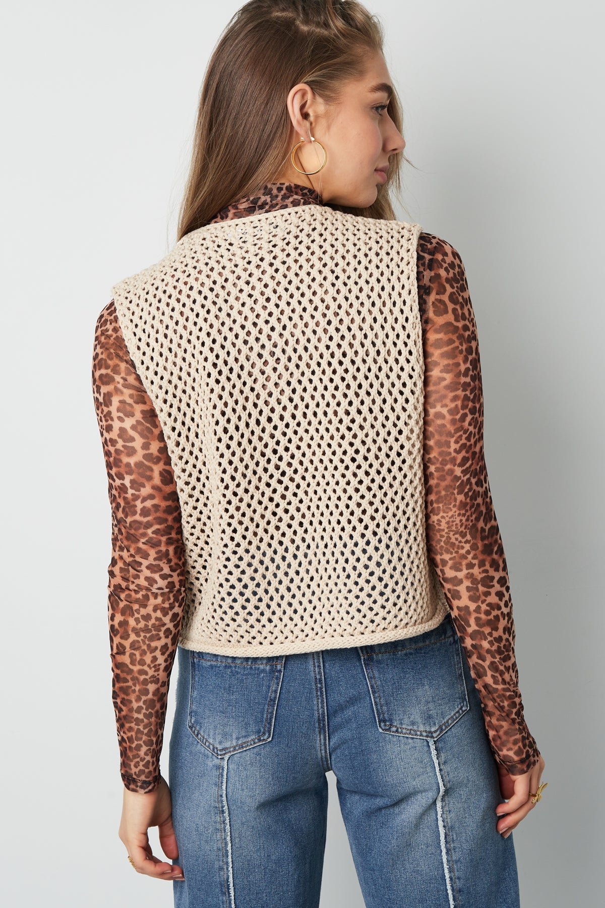 Gebreide Polyester Vrouwen Trui Met Openwerk Ontwerp