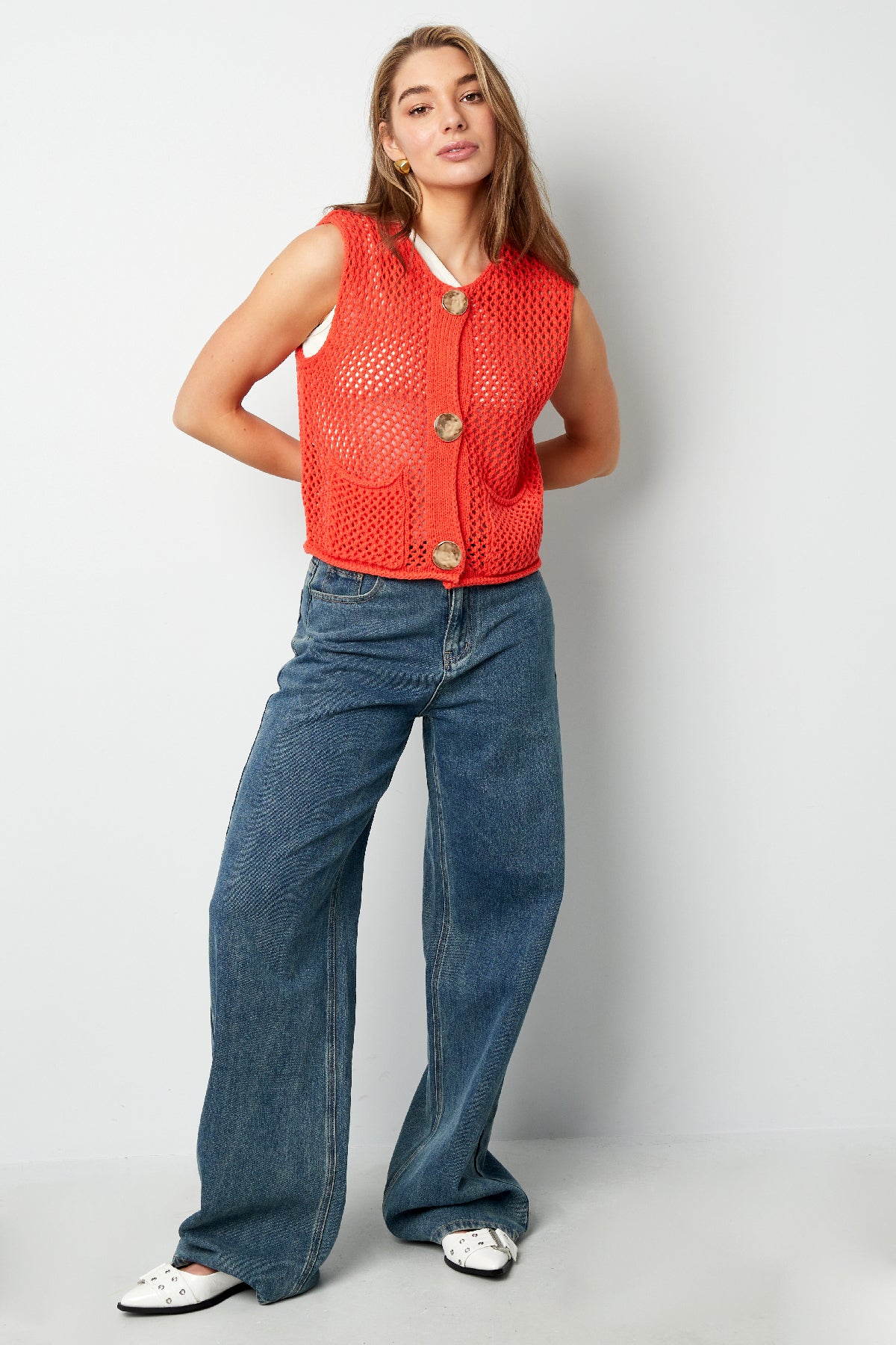 Gebreide Polyester Vrouwen Trui Met Openwerk Ontwerp
