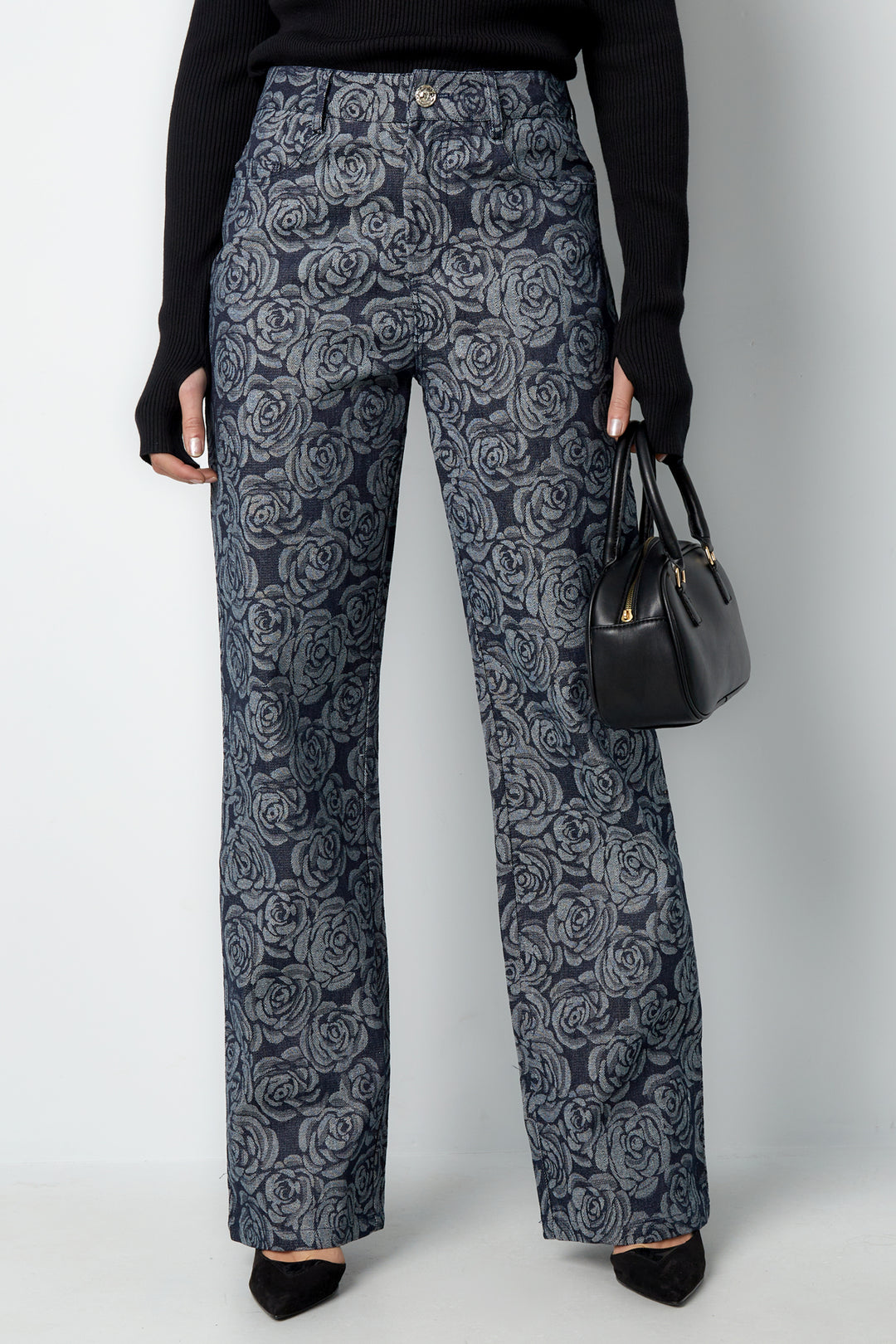 Cotton Woven Vrouwen Rechte Broek Casual Bloemenprint