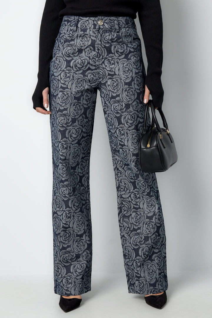 Cotton Woven Vrouwen Rechte Broek Casual Bloemenprint