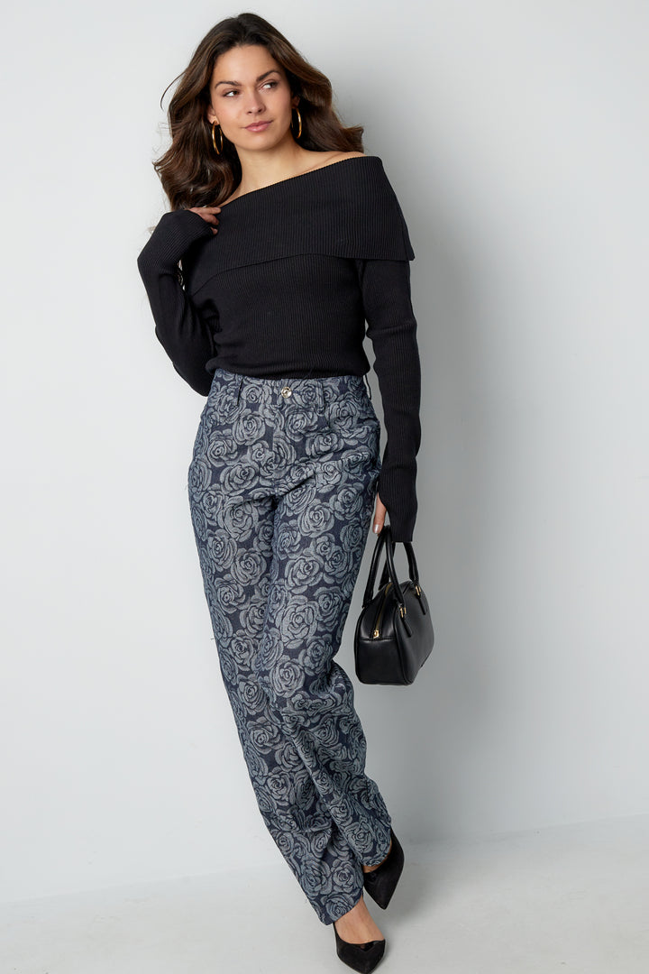 Cotton Woven Vrouwen Rechte Broek Casual Bloemenprint