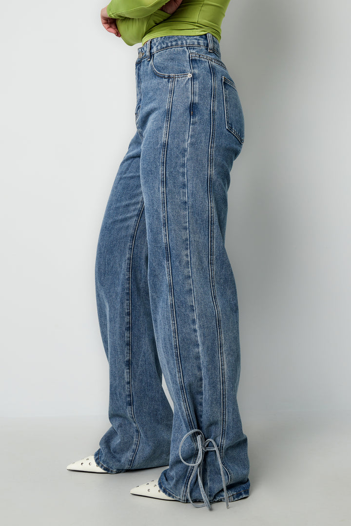 Cotton Woven Vrouwen Rechte Jeans Casual Knopen Detail