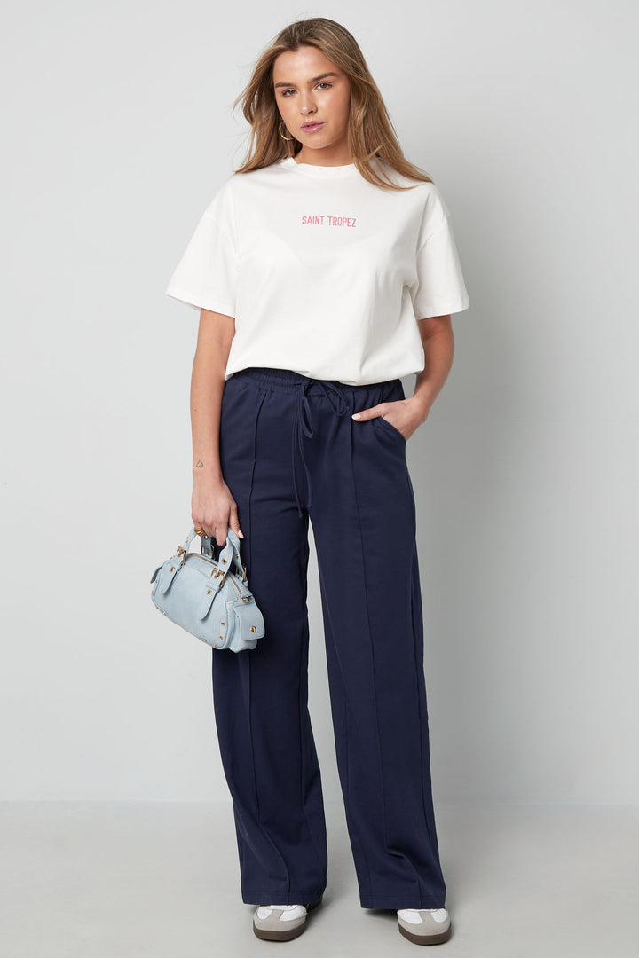 Cotton Vrouwen Wide Leg Pants Comfortabele Trekkoord Taille