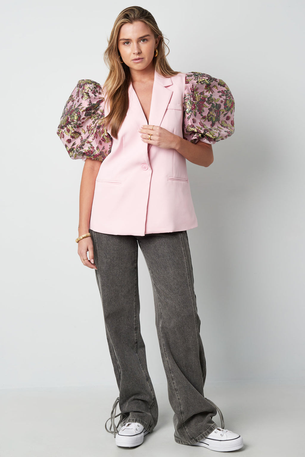 Geweven Polyestervezel Vrouwen Suit Set Elegant Kleurcontrast
