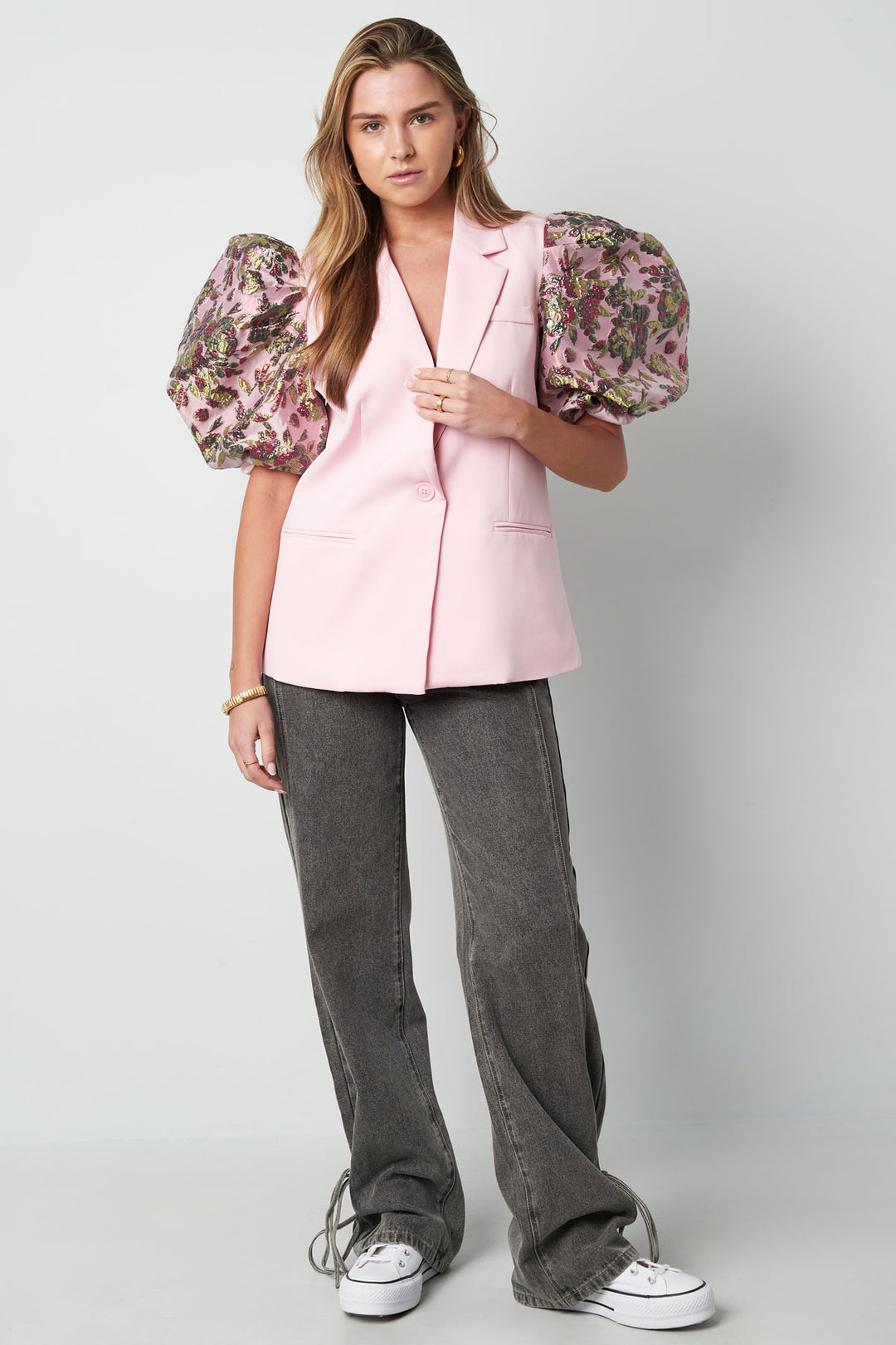 Geweven Polyestervezel Vrouwen Suit Set Elegant Kleurcontrast