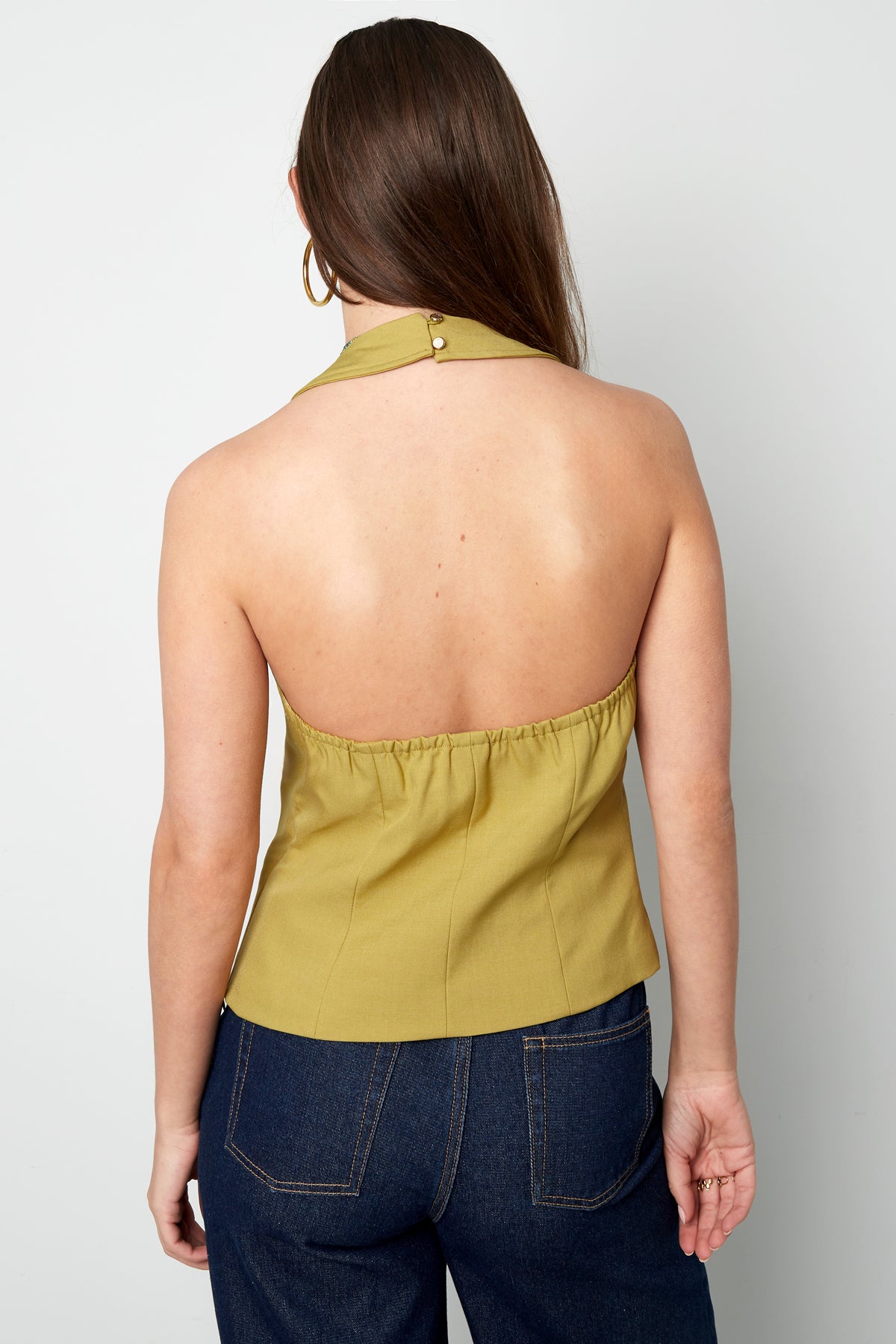 Geweven Polyestervezel Vrouwen Mouwloze Top Casual Boog Detail