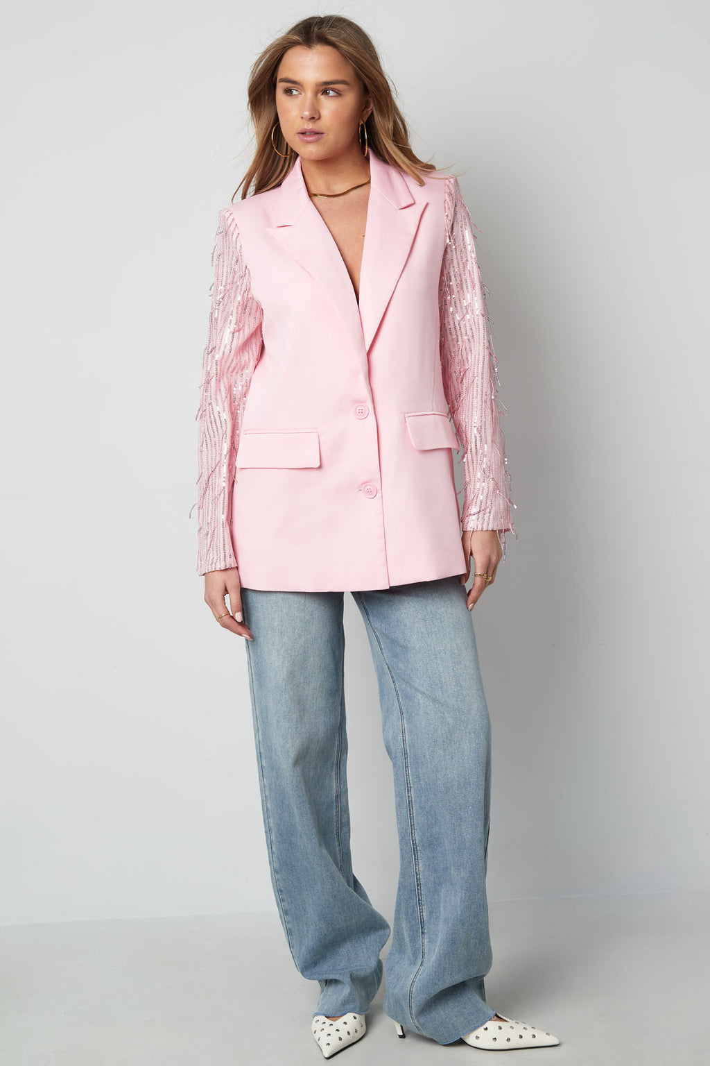 Polyester Vrouwen Jas Met Fransjes Mouw Ontwerp
