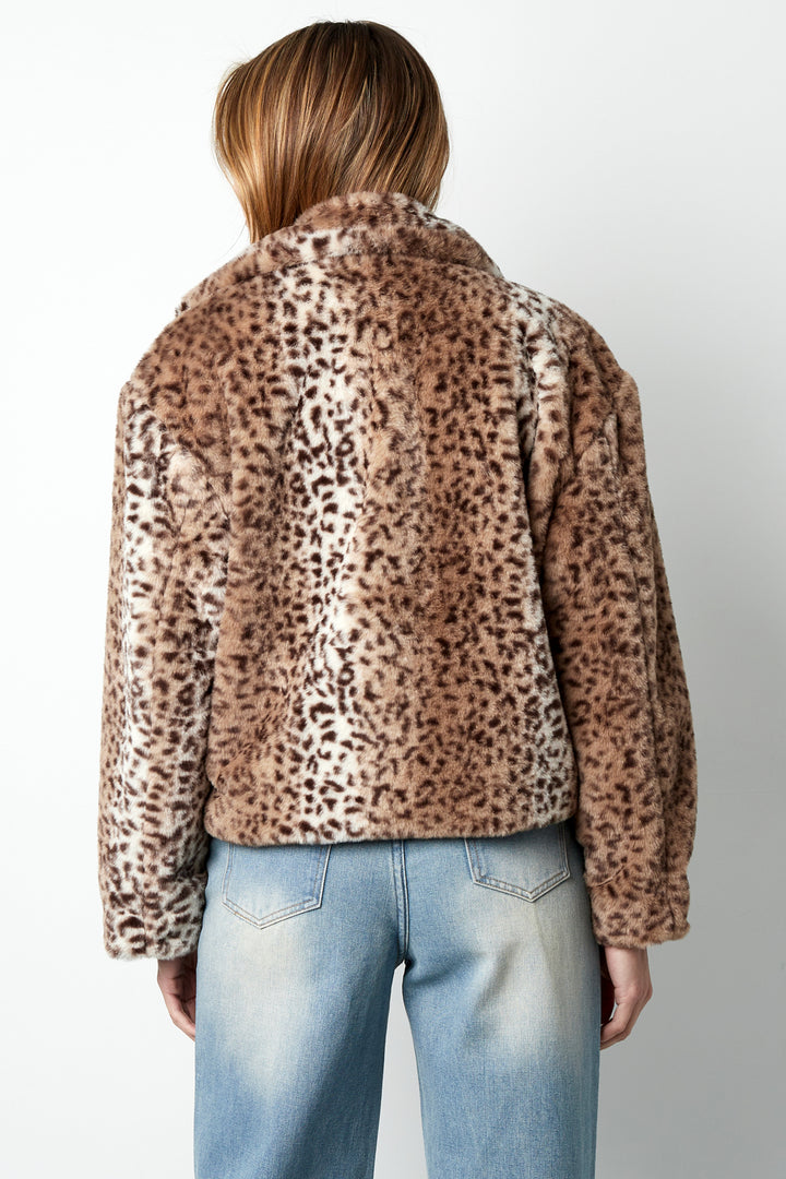 Polyester Valse Bont Dames Jas Luipaardprint Warm en Comfortabel