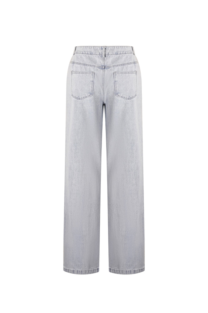 Cotton Blend Jeansbroek Casual Straight Light Indigo