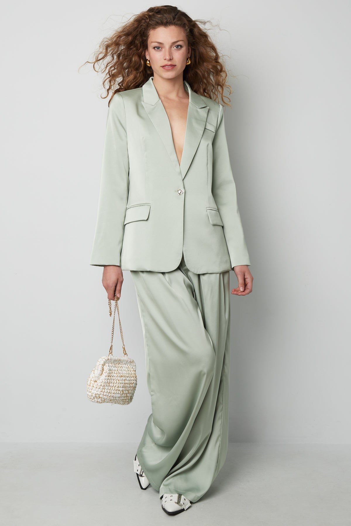 Satin look blazer deel van een set