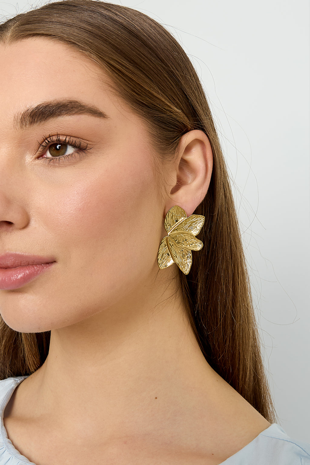 Roestvrijstalen oorknopjes met bladmotief, casual, alledaags en eenvoudig, dames sieraden