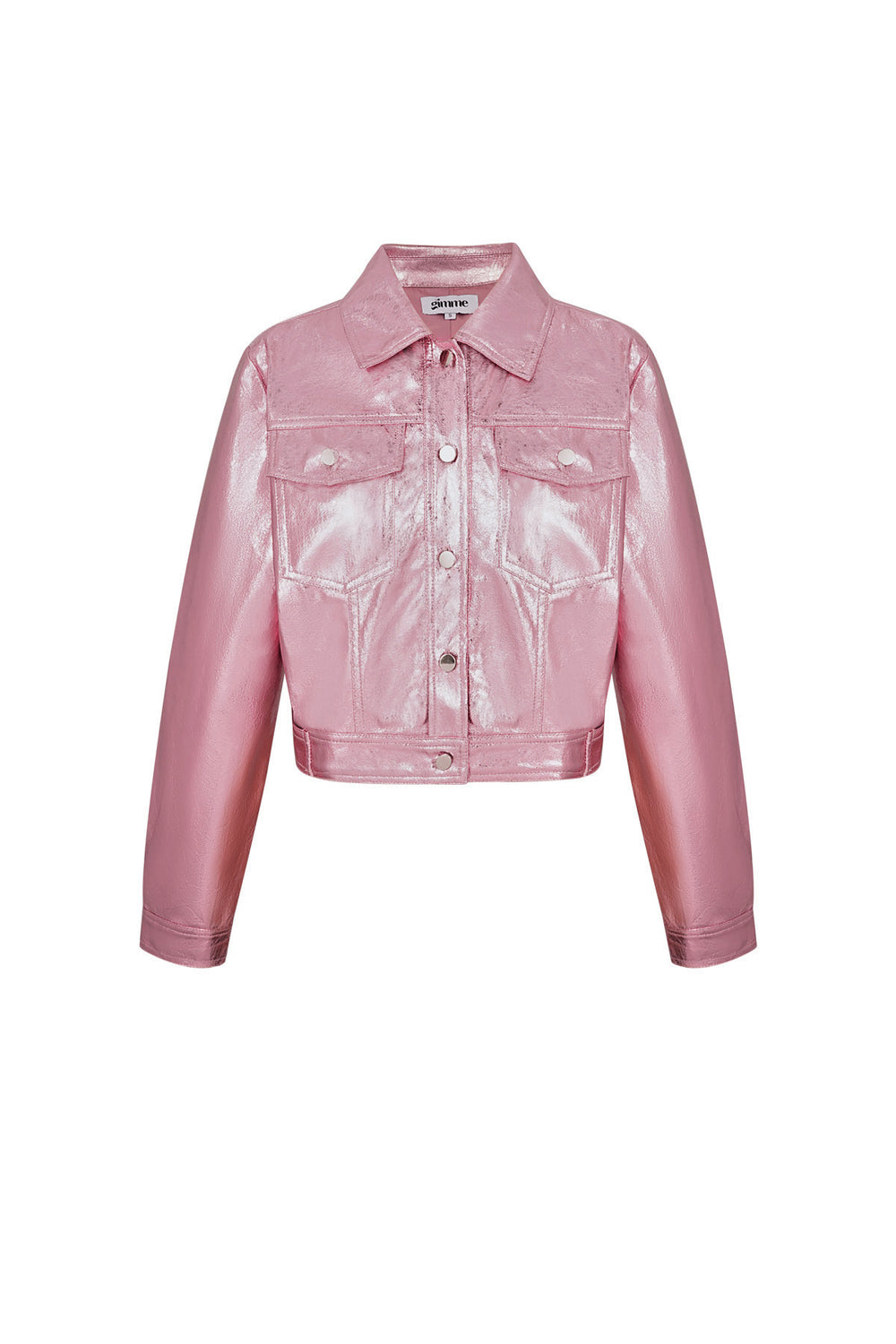 PU Vrouwen Korte Jas Glanzende Metalen Finish
