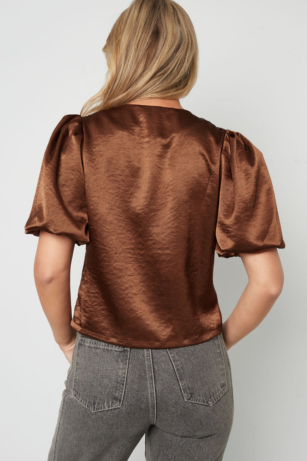 Geweven Polyestervezel Vrouwen Korte Mouwen Tops Elegant Solide Kleur
