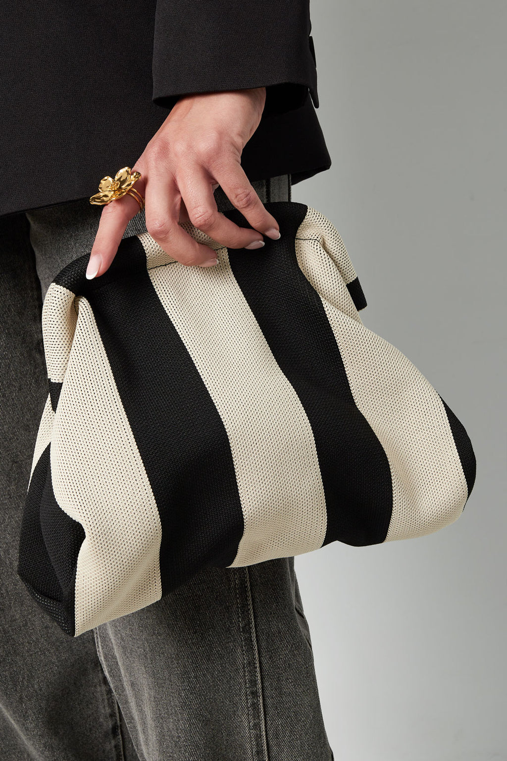 Gestreepte strandclutch