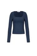 Gebreide Nylon Vrouwen Lange Mouw Top Basis Solide Kleur