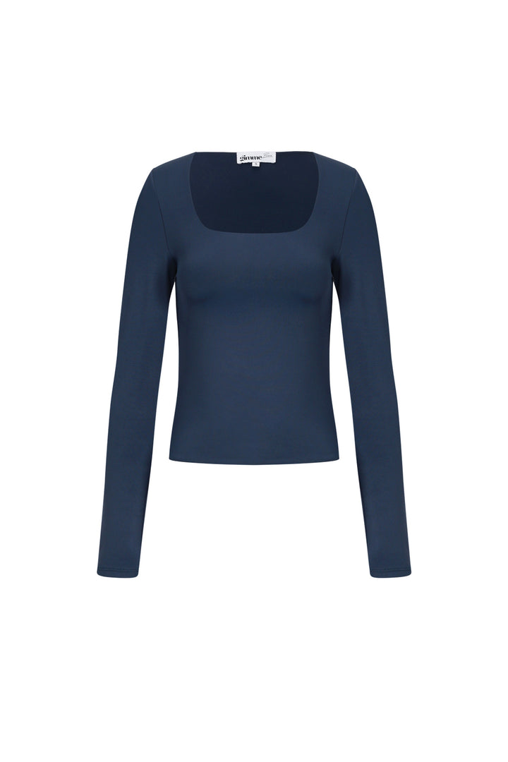 Gebreide Nylon Vrouwen Lange Mouw Top Basis Solide Kleur