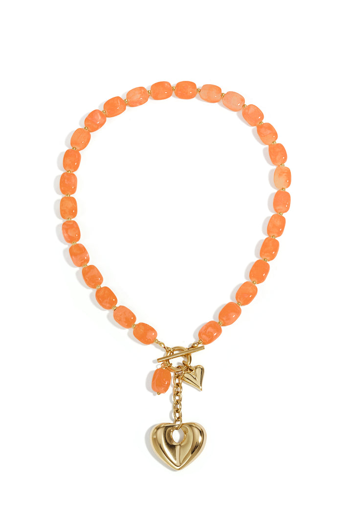 Squoval kralenketting hangend hart