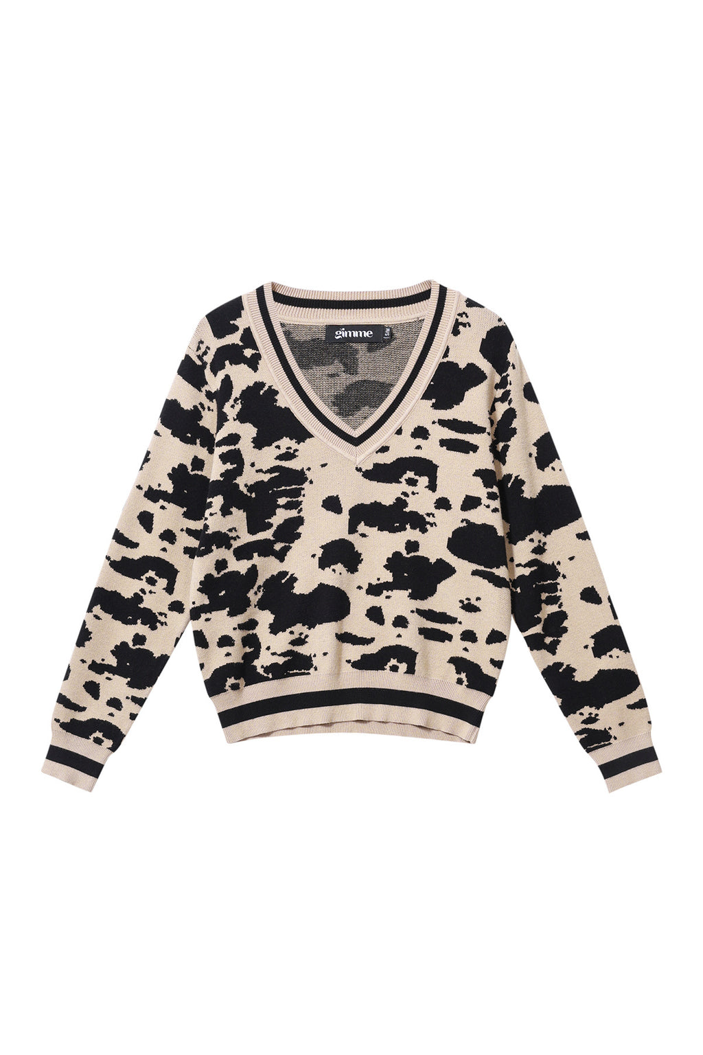 Gebreid (inclusief haakwerk en wolstof) Luipaardprint V-hals Trui voor Dames Herfst/Winter Casual