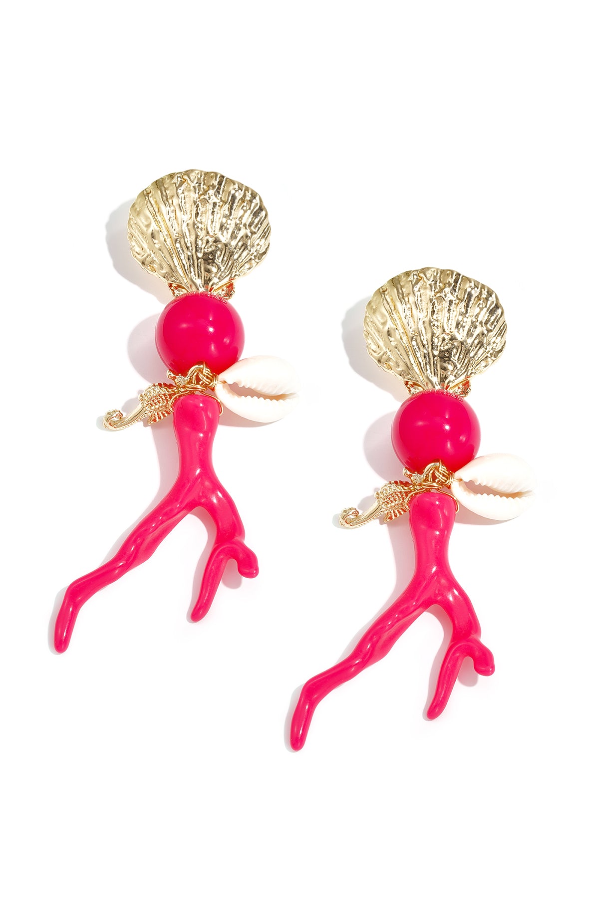 Oorbellen met koraal en zee hangers