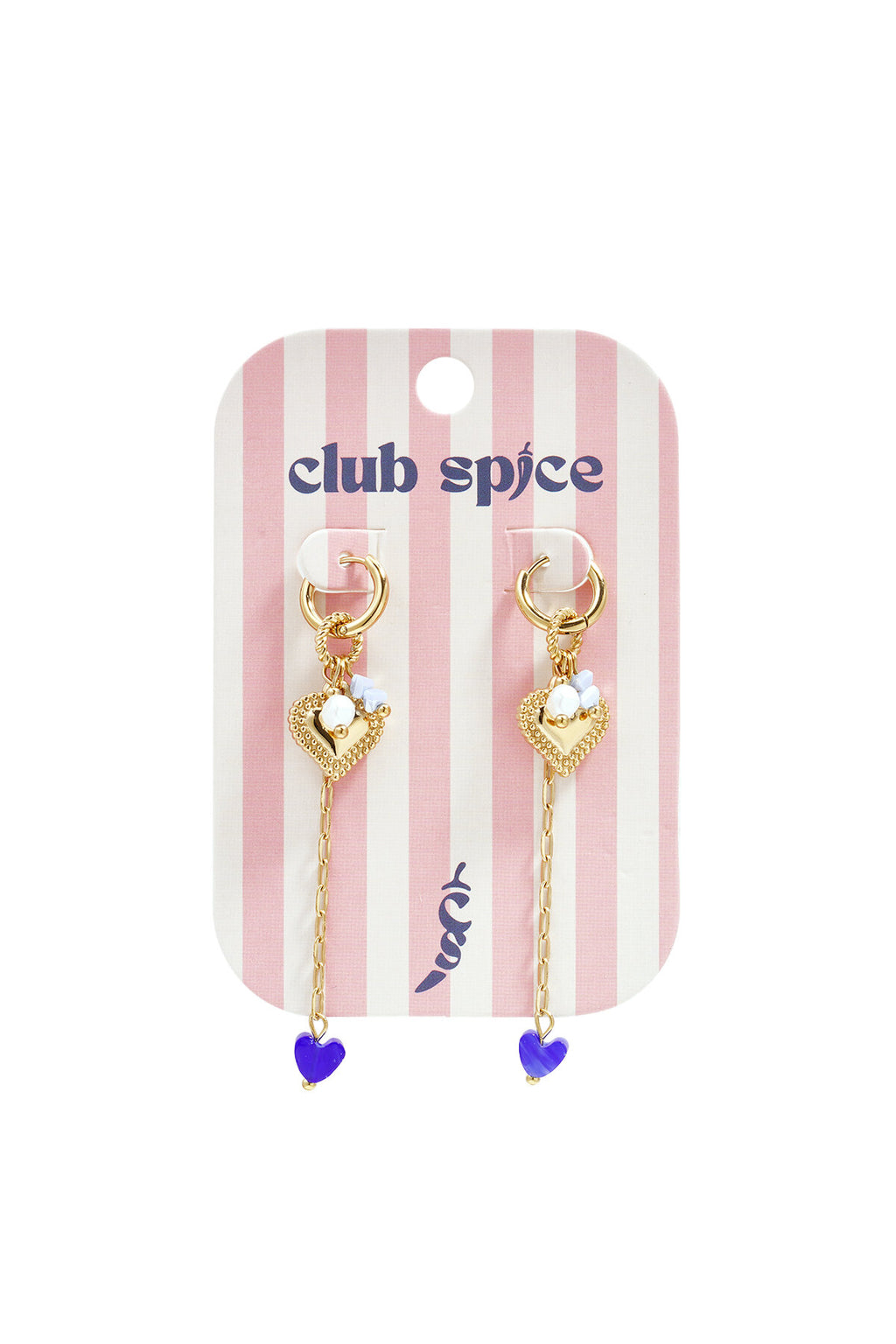 Oorringetjes met lange ketting, hart en kraaltjes