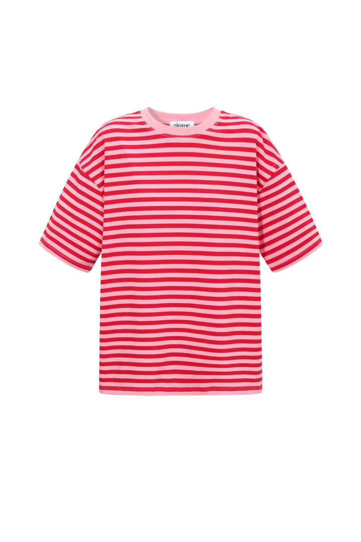 Het kleurrijke gestreepte T-shirt