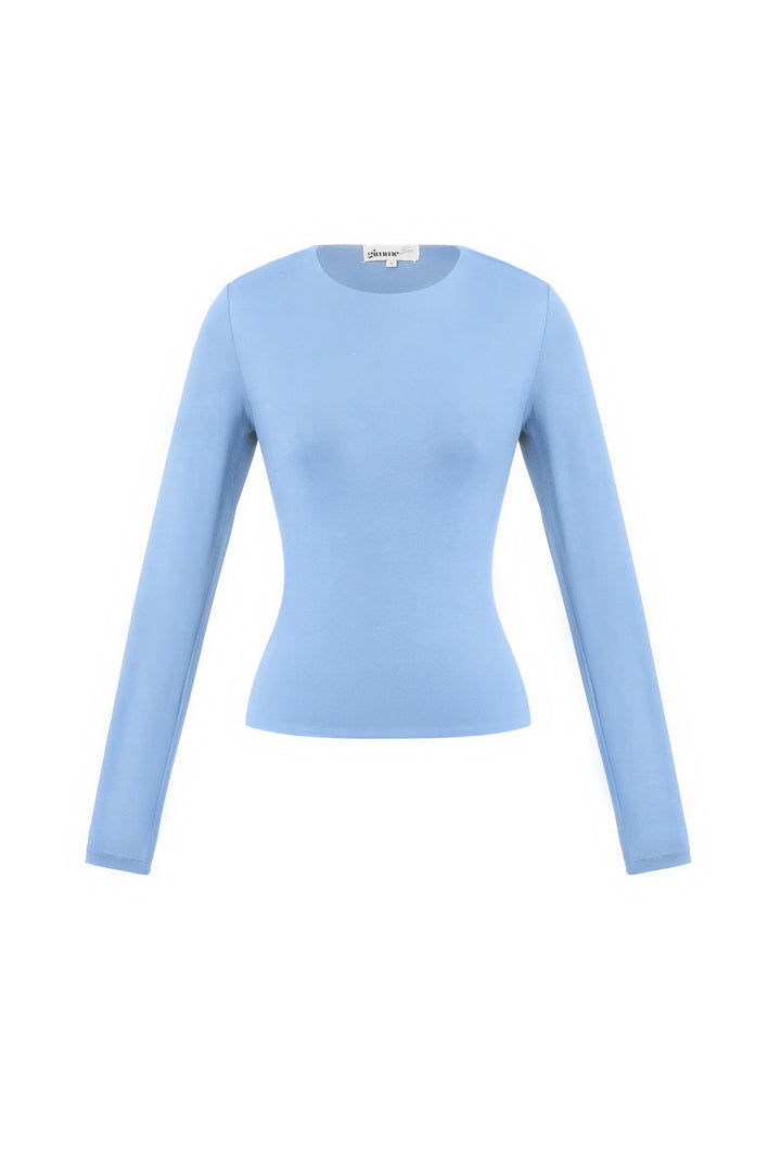 Gebreide Nylon Vrouwen Lange Mouw Top Basis Solide Kleur