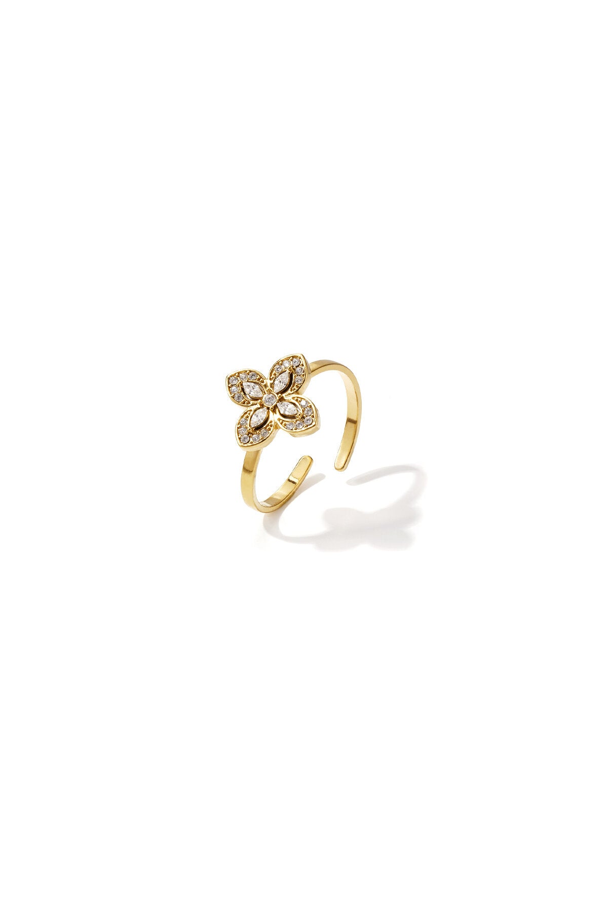 Statement ring met belegde klaver