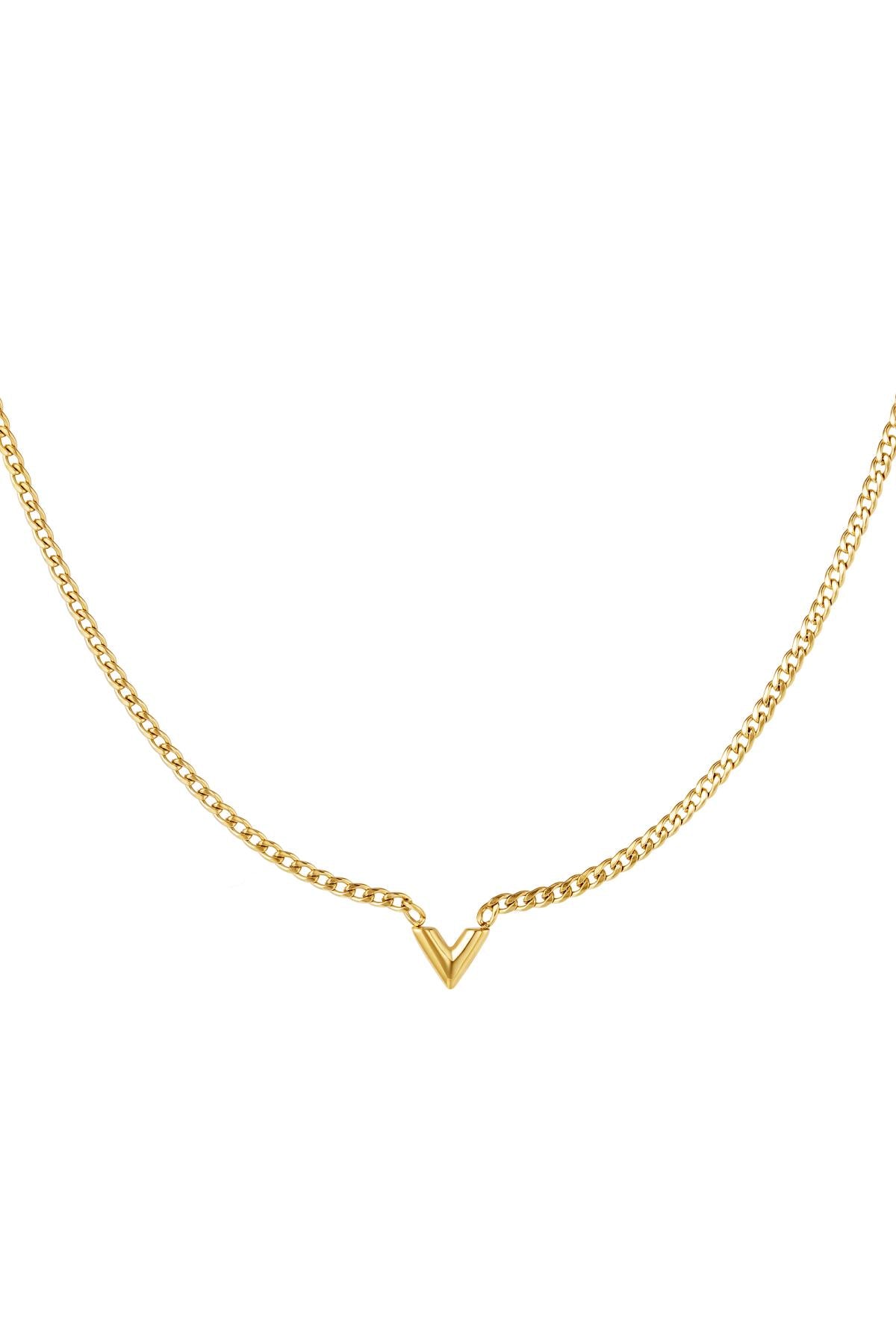 Edelstalen Ketting Letter V Goud kleur Stainless Steel