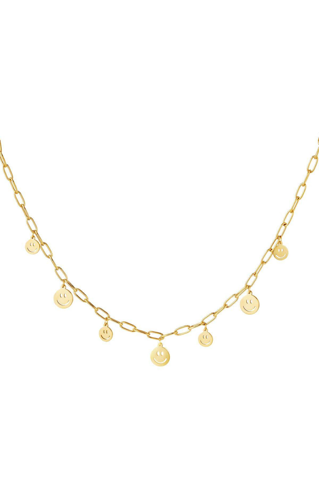 Ketting meerdere smileys Goud kleur Stainless Steel