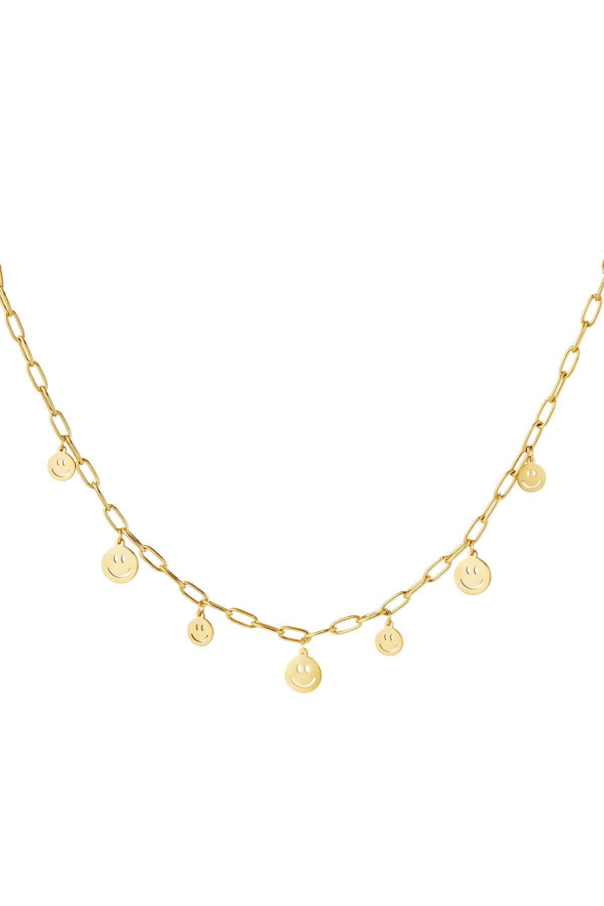 Ketting meerdere smileys Goud kleur Stainless Steel
