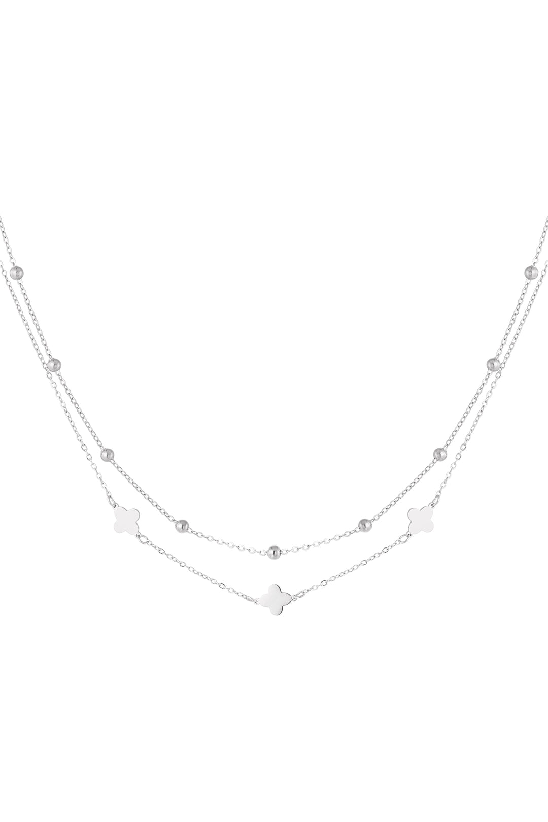 ketting dubbel klaver/bolletjes