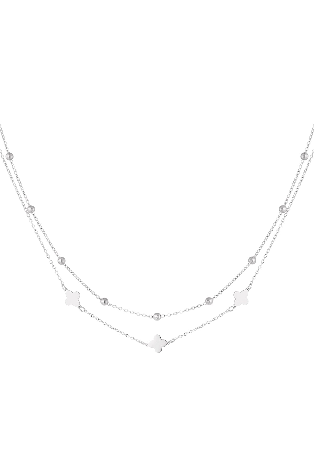 ketting dubbel klaver/bolletjes