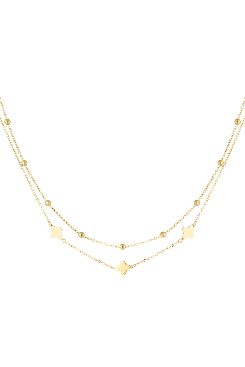 ketting dubbel klaver/bolletjes