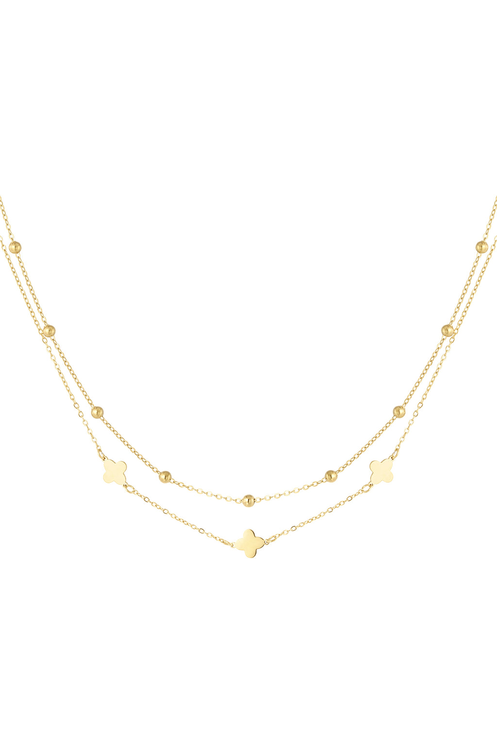 ketting dubbel klaver/bolletjes