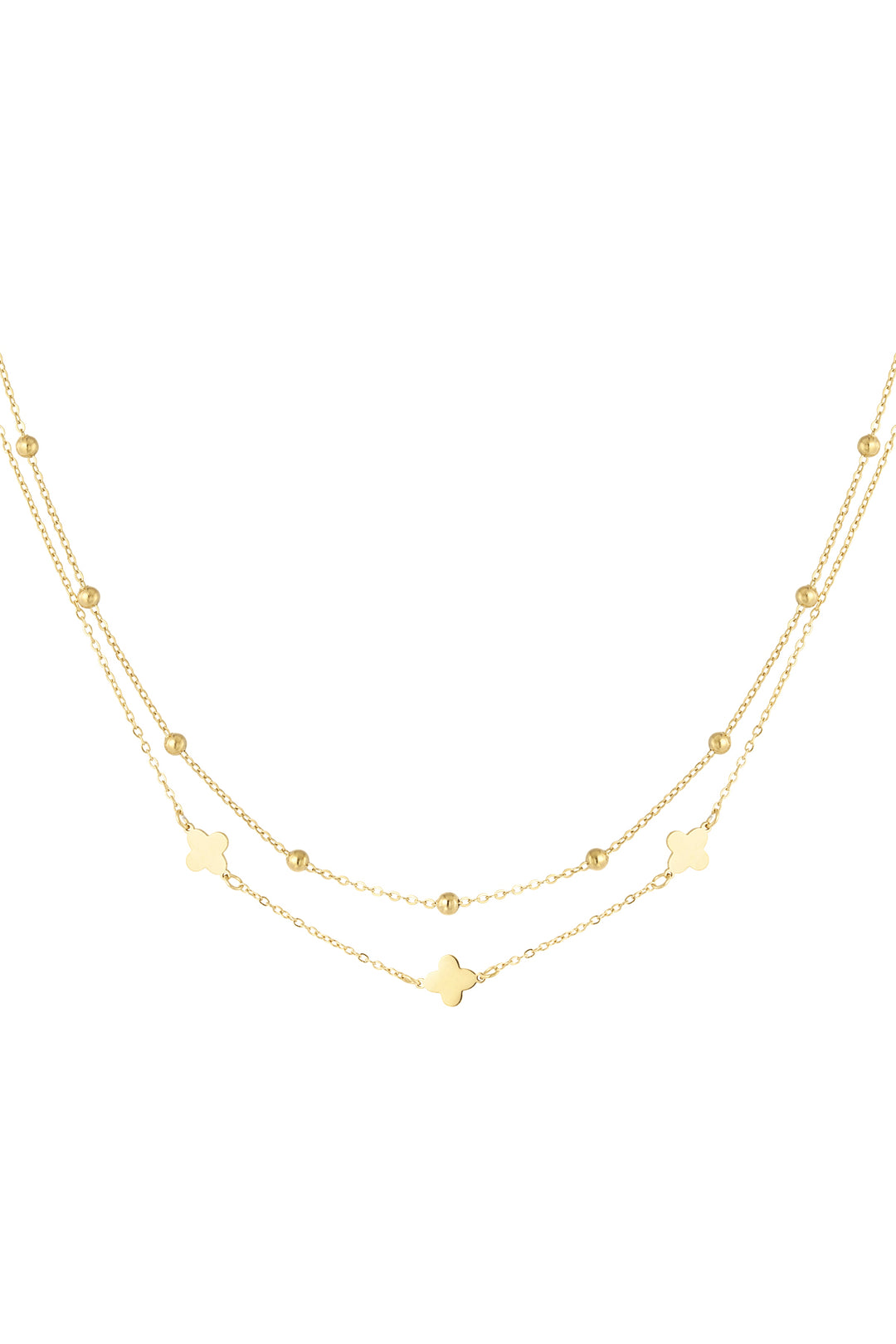 ketting dubbel klaver/bolletjes