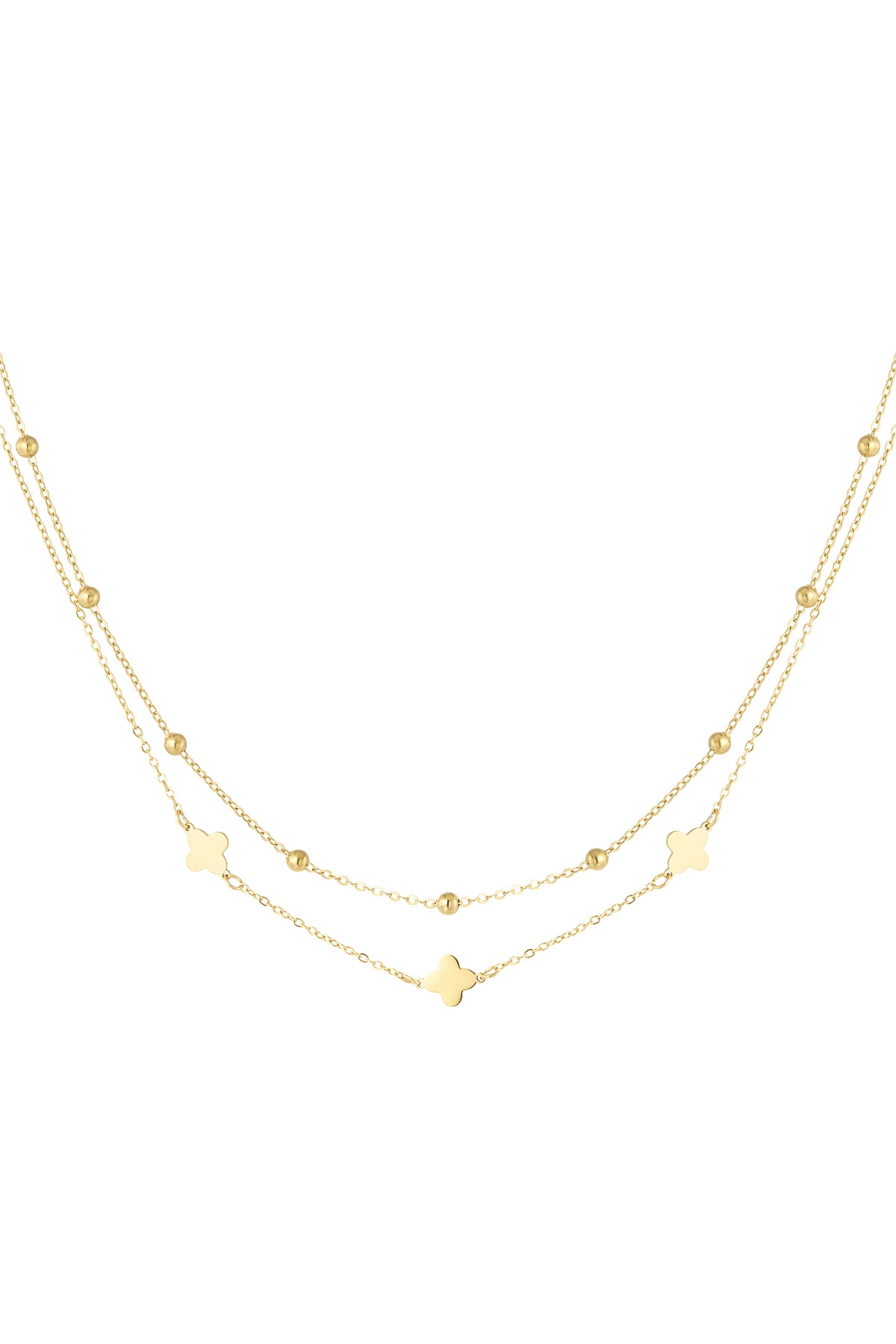 ketting dubbel klaver/bolletjes