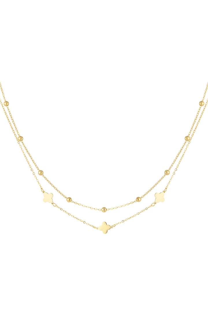 ketting dubbel klaver/bolletjes