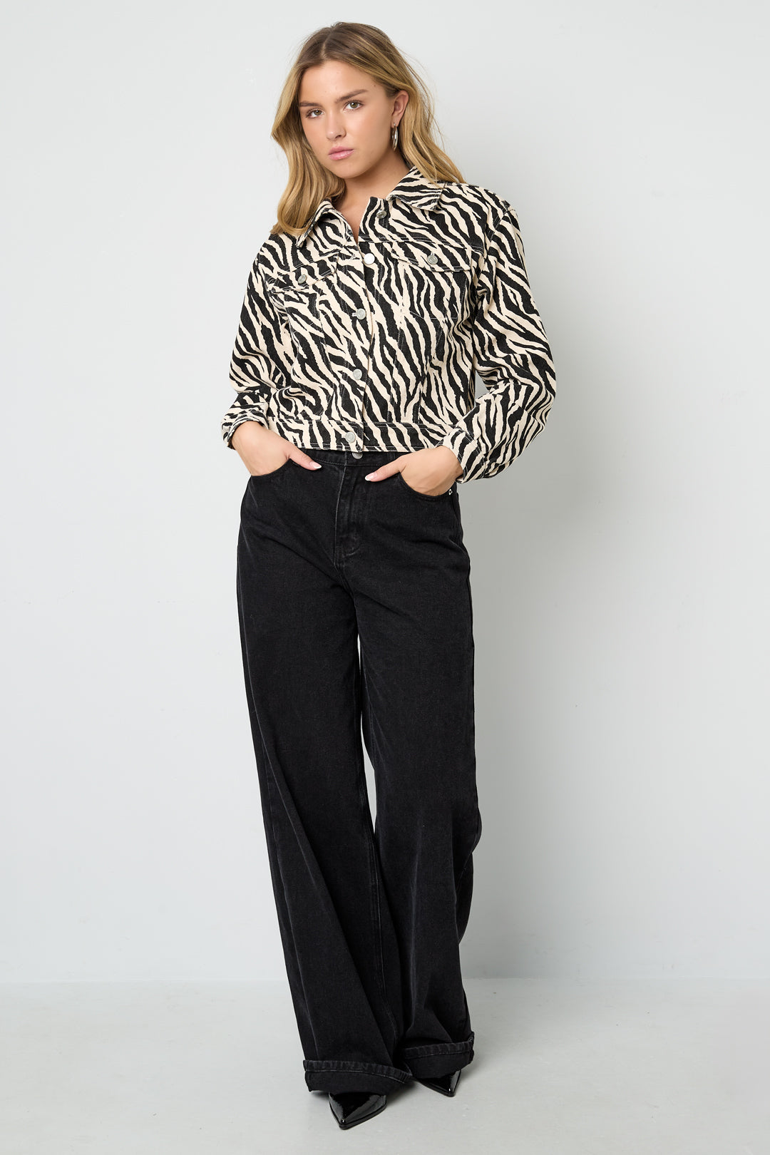 Cotton Denim Vrouwen Jas Street Elegant Specialty Dierenprint