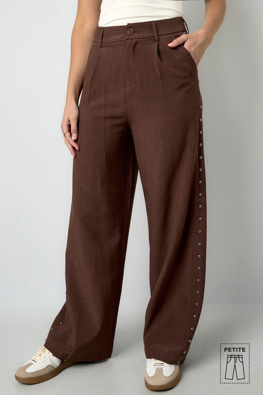 Geweven Polyestervezel Vrouwen Brede Broek Elegante Solide Kleur Herfst/Winter