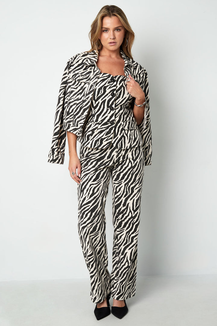 Katoen Vrouwen Mouwloze Top Zebra Print Knopvoorkant