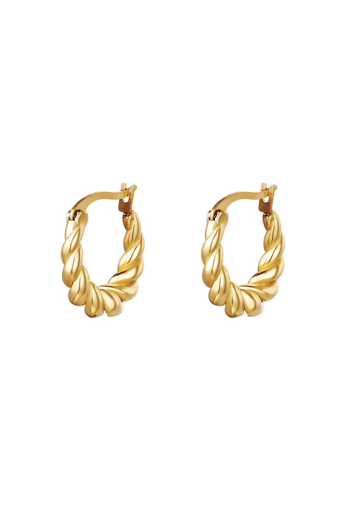 Oorbellen Dangling Twist Goud kleur Stainless Steel