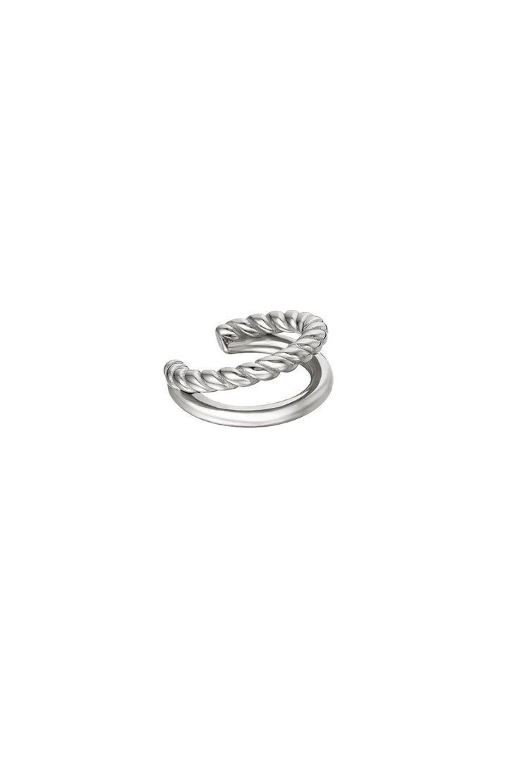 Dubbel earcuff touw & glad Goud kleur Stainless Steel