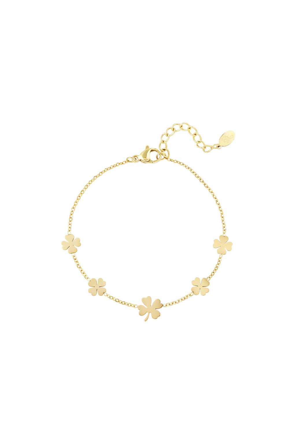 Armband 5 klavertjes Goud kleur Stainless Steel